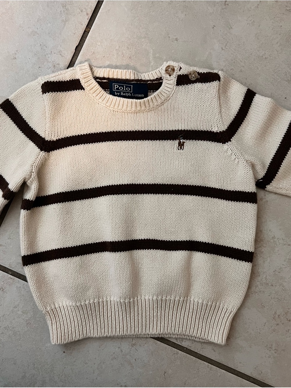 Polo by Ralph Lauren Cream Sweater with Brown Stripes